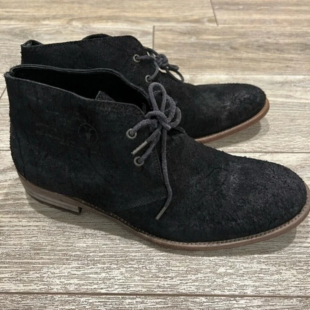AllSaints Ridge Black Waxed Suede Desert Chukka Boots 9 NIB Rare